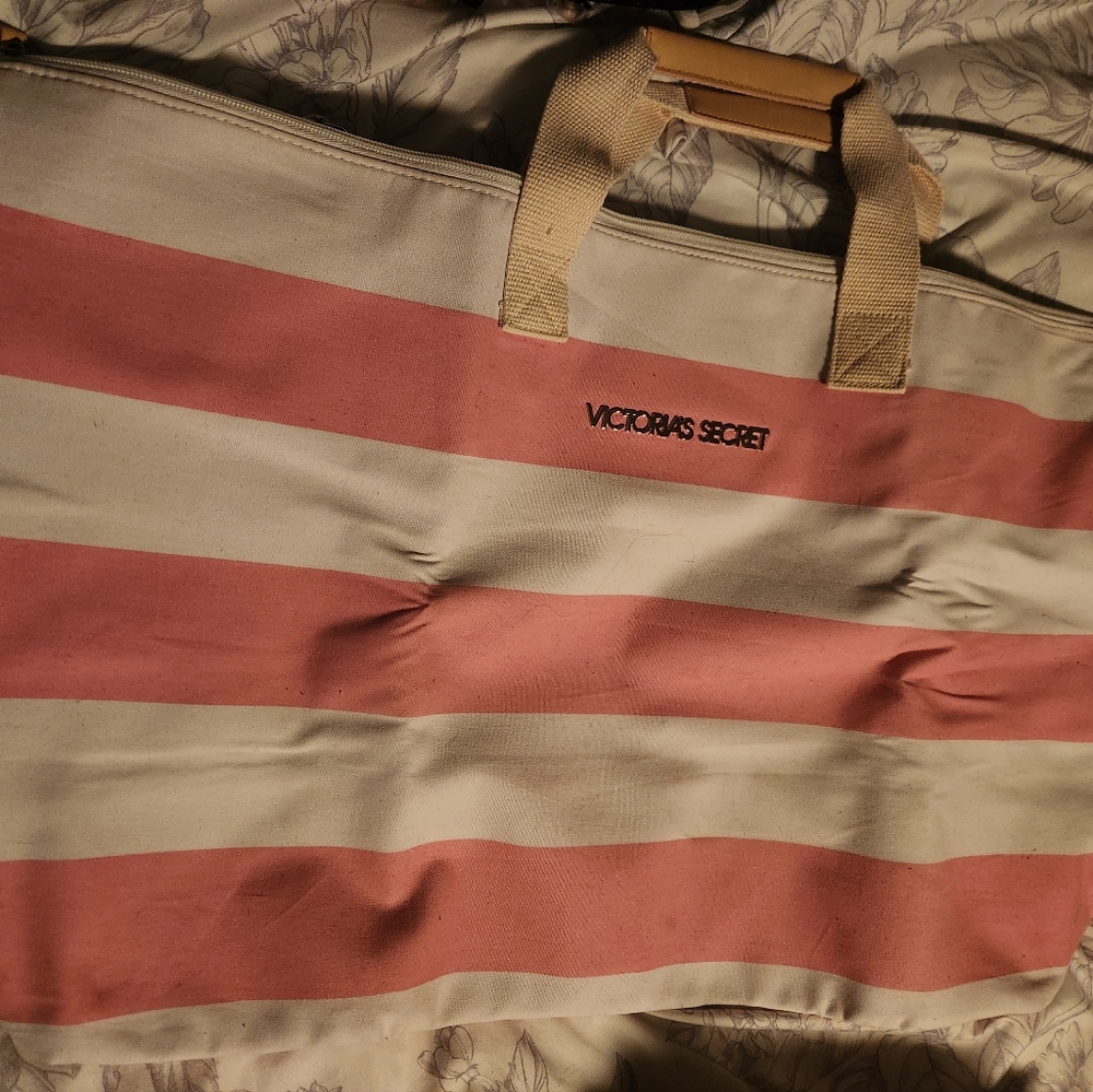 Victoria's Secret Pink and Cream Canvas Tote